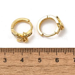 蝶結びの真鍮フープピアス  クリアキュービックジルコニア  18KGP本金メッキ  13x8.5x14.5mm&nbsp;EJEW-S256-02B-G