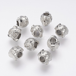 CCBプラスチックヨーロピアンビーズ  大穴ビーズ  フクロウ  プラチナ  11x10x10mm  穴：4.5mm&nbsp;CCB-J035-024P