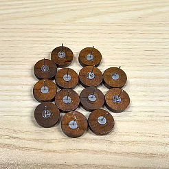 ステンレススチール製ピン付き木製スタッドピアスパーツ  フラットラウンド  ココナッツブラウン  15x4mm  ピン：0.8mm&nbsp;WOOD-TAC0020-02