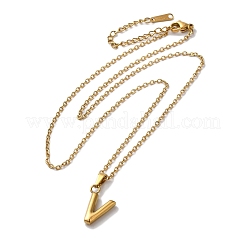 PVD真空メッキ201ステンレスネックレス  文字L  V字  17.80インチ（45.2cm）  ペンダント：23x11.8x3mm&nbsp;NJEW-H033-01G-V