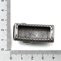 304ステンレススチールスライドチャーム  レザーコードブレスレット作り用  長方形  アンティークシルバー  ヘビ  39x20x13mm  穴：13.5x6.5mm&nbsp;STAS-F356-15AS-12