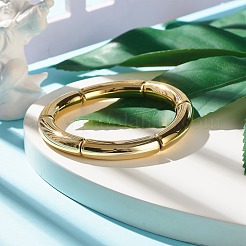 女性のための分厚いアクリル湾曲チューブビーズストレッチブレスレット  ゴールド  内径：2インチ（5.2cm）&nbsp;X-BJEW-JB07628