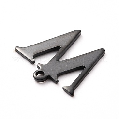 304ステンレススチールチャーム  レーザー切断  アルファベット  電気泳動黒  文字.w  12x14x0.8mm  穴：1mm&nbsp;STAS-H112-W-EB
