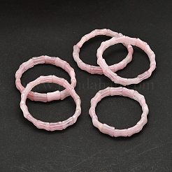 ナチュラル ローズ クオーツ レクタングル ビーズ ストレッチ ブレスレット  女性のためのアクセサリー用原石のアクセサリー  内径：2-1/8~2-1/4インチ（5.5~5.7cm）&nbsp;BJEW-E379-05B