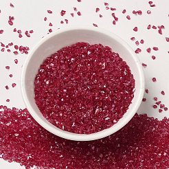 透明電気めっきの砕いたガラス工芸品  ABカラーメッキ  不規則なガラスチップ  ネイルアート用 diy 花瓶フィラー  暗赤色  1.5~2x1.5~2mm&nbsp;GLAA-F123-12