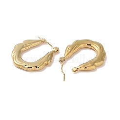 フェザー 201 ステンレススチール ハーフフープ イヤリング 女性用  304ステンレスピン付き  ゴールドカラー  25x3mm&nbsp;EJEW-G385-16G