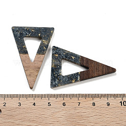ウォールナットウッドペンダント  樹脂と金箔  三角形  スレートグレイ  45x30x3.5mm  穴：2mm&nbsp;FIND-Z050-03L