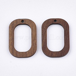 ウォールナットウッドペンダント  オーバル  サドルブラウン  28x19x2.5~3mm  穴：1.8mm&nbsp;WOOD-S054-19