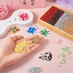 12色焼付塗料不透明ガラスビーズ 12袋  ロンデル  ミックスカラー  3x2.5mm  穴：1mm  220個/袋  1袋/色&nbsp;GLAA-TA0002-27