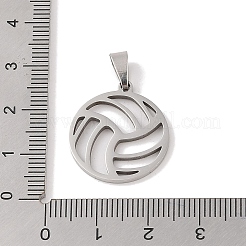 変色しない201ステンレススチールペンダント  ステンレス鋼色  バレーボール  22x20x1.5mm  穴：4x7mm&nbsp;STAS-A094-02B-P