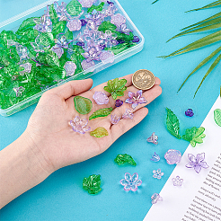 DIYジュエリー作りのパーツキット  プラスチックビーズを含む  透明なアクリルビーズ  混合形状  ミックスカラー  11.5~41x10~24x1.5~7.5mm  穴：1.2~2mm&nbsp;DIY-PH0031-33