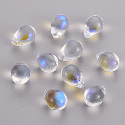 透明スプレー塗装ガラスチャーム  ティアドロップ  ミックスカラー  14x10x10mm  穴：1mm&nbsp;GLAA-T016-37