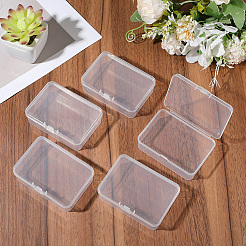 ヒンジ付き蓋付きPPプラスチックビーズ容器6個  長方形  透明  6.2x8.6x2.6cm&nbsp;CON-SP0001-24