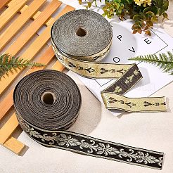 ポリエステルシルクリボン  服飾材料  花柄のフラット  ココナッツブラウン  1-1/8インチ（30mm）  25 m /ロール&nbsp;OCOR-WH0065-16A