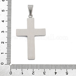 304ステンレススチールラインストーンペンダント  クロス  真空めっき  ステンレス鋼色  42x27x2.5mm  穴：9.5x5mm&nbsp;STAS-G346-47D-P