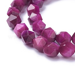 天然石タイガーアイビーズ連売り  染め  多面カットラウンド  赤ミディアム紫  5.5~6x5~6mm  穴：0.8mm  約64~66個/連  15.3インチ（39cm）&nbsp;G-P424-A05-6mm