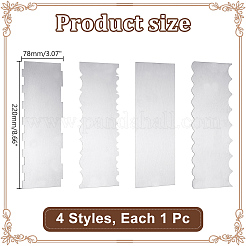 4個 4スタイル ケーキクリーム ステンレススチール スクレーパー  ベーカリーツール  長方形  ステンレス鋼色  220x78x1mm  1個/スタイル&nbsp;AJEW-AR0005-76