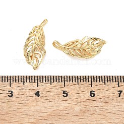 シーグレース真鍮ペンダント  フェザーチャーム  カドミウムフリー＆ニッケルフリー＆鉛フリー  18KGP本金メッキ  20x8x2mm  穴：2.5x1mm&nbsp;XGRQ3D001-506G