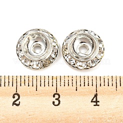 真鍮クリスタルラインストーンビーズ  カドミウムフリー＆鉛フリー  フラットラウンド  プラチナ  11x3mm  穴：2mm&nbsp;RB-F035-06B-P