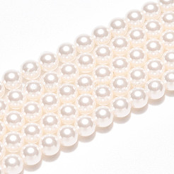 ベーキングペイントパール化ガラスパールビーズ連売り  ラウンド  ベージュ  4mm  穴：0.6mm  約103~104個/連  15.75~15.94インチ（40~40.5cm）&nbsp;X-HY-N002-4mm-A11