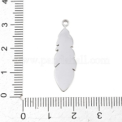 304ステンレスペンダント  質感のある羽根のチャーム  ステンレス鋼色  31x9.5x1.5mm  穴：1.6mm&nbsp;SA-CBA038A-02P