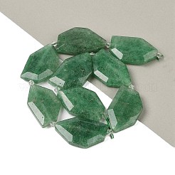 天然の緑のイチゴクォーツビーズ連売り  多面カットナゲット  38.5~40x24~26x9mm  穴：2mm  約9個/連  15.75''（40センチメートル）&nbsp;G-P548-A06-01