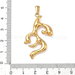 304ステンレスペンダント  抽象的な魅力  ゴールドカラー  41x23x5mm  穴：7.5x3mm&nbsp;STAS-L309-16G