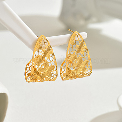 合金中空花スタッドピアス  ゴールドカラー  35x20mm&nbsp;GR6330