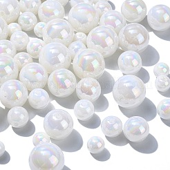 100 個 5 スタイル ABS プラスチック模造パールビーズ  ラウンド  ホワイト  8~16x8~15.5mm  穴：1.5~2mm  20個/スタイル&nbsp;KY-CJ0002-03