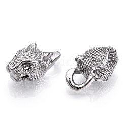 変色しない304ステンレススチールペンダント  ヒョウヘッドチャーム  ステンレス鋼色  18x10x8mm  穴：3.5mm&nbsp;STAS-T060-42A-P