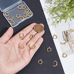 真鍮フープピアスのパーツ20個。  ラッチバッククロージャ付き  リング  18KGP本金メッキ  13.5x12x2.5mm  穴：1.2mm  ピン：0.7mm&nbsp;KK-UN0005-70