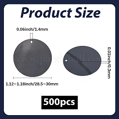 PVCプラスチックペンダント500個  フラットラウンド  ブラック  28.5x0.3mm  穴：1.4mm&nbsp;KY-GF0001-67A-04