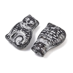 チェコ産プレスガラスビーズ  猫  ブラック  18x12.5x5.5mm  穴：1mm  約160個/袋&nbsp;GLAA-I061-02B