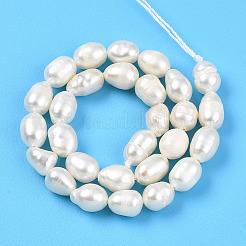 天然養殖淡水パールビーズ連売り  ライス  乳白色  5~7.5x4~5mm  穴：0.5mm  約29~30個/連  6.89~7.09''（17.5~18センチメートル）&nbsp;PEAR-N012-04V-01