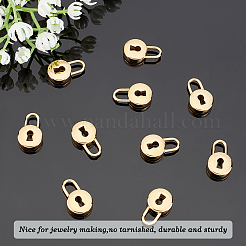 PVD真空メッキ304ステンレスペンダント  ロック  ゴールドカラー  19x12x5mm  穴：4.5x5.5mm  10個/箱&nbsp;STAS-UN0017-24G