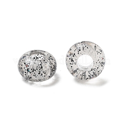 クリアアクリルヨーロピアンビーズ  大穴ビーズ  光り輝く粉  ロンデル  銀  14x8.5mm  穴：5.5mm  約537個/500g&nbsp;TACR-P009-A01-08