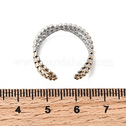 女性用調節可能な304ステンレススチールカフリング  ゴールデン·ステンレス鋼色  文字x  10.5mm  調整可能&nbsp;RJEW-B150-01GP-10