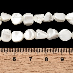 電気めっきシェルパールビーズ連売り  ナゲット  ホワイト  6~8x7~8x3.5~4mm  穴：0.9mm  約58~62個/連  15.75~16.02''（40~40.7センチメートル）&nbsp;BSHE-B008-06C
