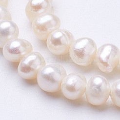天然養殖淡水パールビーズ連売り  ポテト  ベージュ  2.5~4.5x4.5~6mm  穴：0.7mm  約87~90個/連  1.36~1.38インチ（34.5~35cm）&nbsp;PEAR-F004-02-01