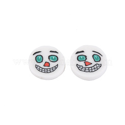 ハロウィーンの手作りポリマークレイカボション  ゴーストとフラットラウンド  ホワイト  9.5~10x1.5~2mm  約5500個/1000g&nbsp;CLAY-N006-110