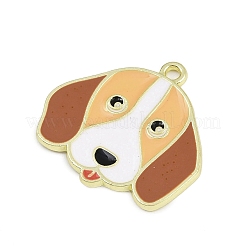 合金エナメルチャーム  犬チャーム  ゴールドカラー  キャメル  25x26.5x1.5mm  穴：1.8mm&nbsp;ENAM-I066-01G-03