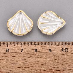 CCBプラスチックペンダント  貝殻の形のチャーム  ゴールドライン入り  乳白色  20x19x4~4.5mm  穴：1.5mm  約980個/500g&nbsp;PL-N007-20