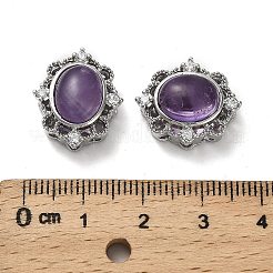 真鍮パヴェ天然アメジストマルチ連リンク  プラチナ  オーバル  18x15.5x10mm  穴：1.6mmと2mm&nbsp;KK-D366-01P-E