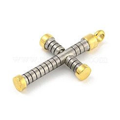 イオンプレーティング（IP）304ステンレスペンダント  クロスチャーム  ゴールデン·ステンレス鋼色  28.5x16x4mm  穴：2mm&nbsp;STAS-F307-06G