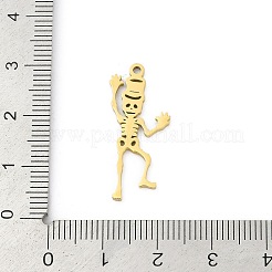 304ステンレスペンダント  スケルトンチャーム  レーザー切断  ゴールドカラー  27.5x12.5x1.5mm  穴：1.5mm&nbsp;LS-STAS-U041-02B-G