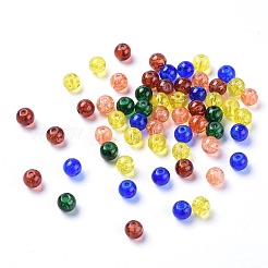 ベーキングペイント、クラックルガラスビーズ  ハロウィンミックス  ラウンド  ミックスカラー  6~6.5x5.5~6mm  穴：1mm  約200個/袋&nbsp;DGLA-X0006-6mm-07