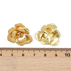 真鍮製スタンドピアス  花  カドミウムフリー＆鉛フリー  ラックめっき  長持ちメッキ  18KGP本金メッキ  23x22mm&nbsp;EJEW-S277-08G-B