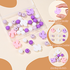 サボテン/丸型シリコンビーズ  蘭  12~25x12~23x8~12mm  穴：2mm  36個/セット&nbsp;SIL-YW0001-50B