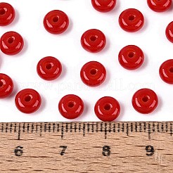 不透明色のガラスシードビーズ  ロンデル  ファイヤーブリック  6x3mm  穴：1.2~1.6mm  約2500個/ポンド&nbsp;SEED-Q042-01A-D05