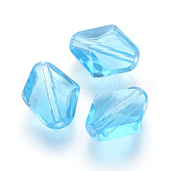模造オーストリアクリスタルビーズ  グレードAAA  多面カット  菱形  ライトスカイブルー  14~14.5x12x5~7mm  穴：0.9~1mm&nbsp;X-SWAR-F080-12x14mm-10